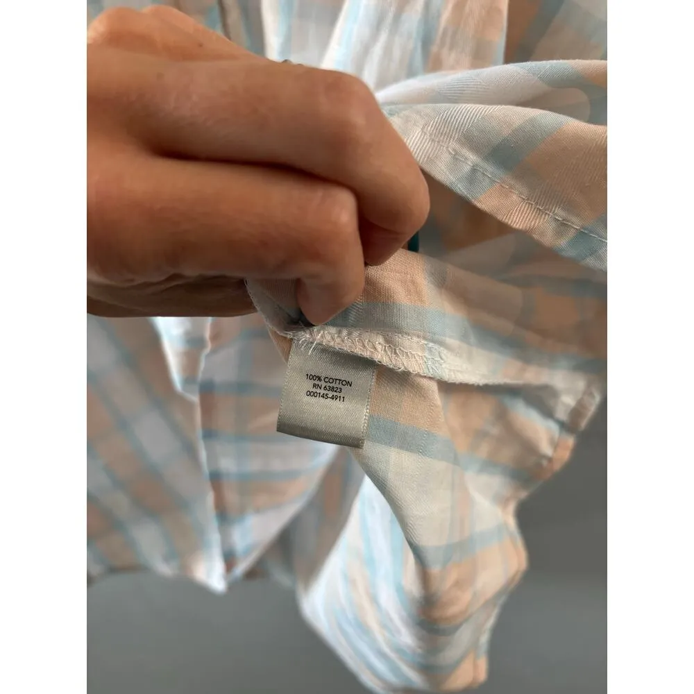 Christopher & Banks Womens Plaid Popover Blouse Size XL Pastel Beachy Coastal - Image 3