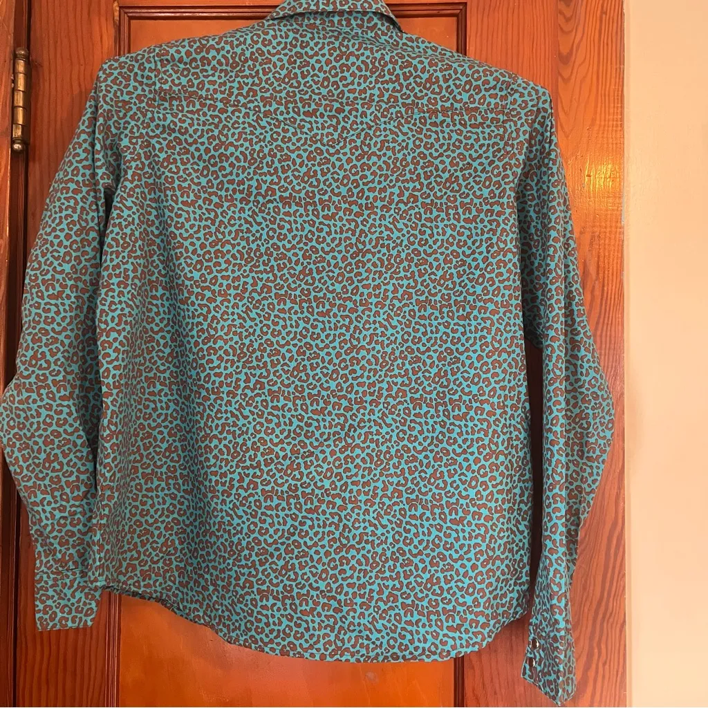 Wrangler Turquoise Leopard Print Rodeo Shirt - Image 4