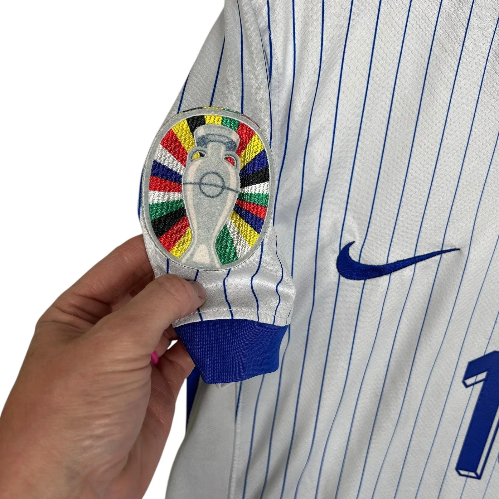 France National Team Jersey White Blue UEFA Soccer Nike Mbappe 10 Womens Small - Image 3