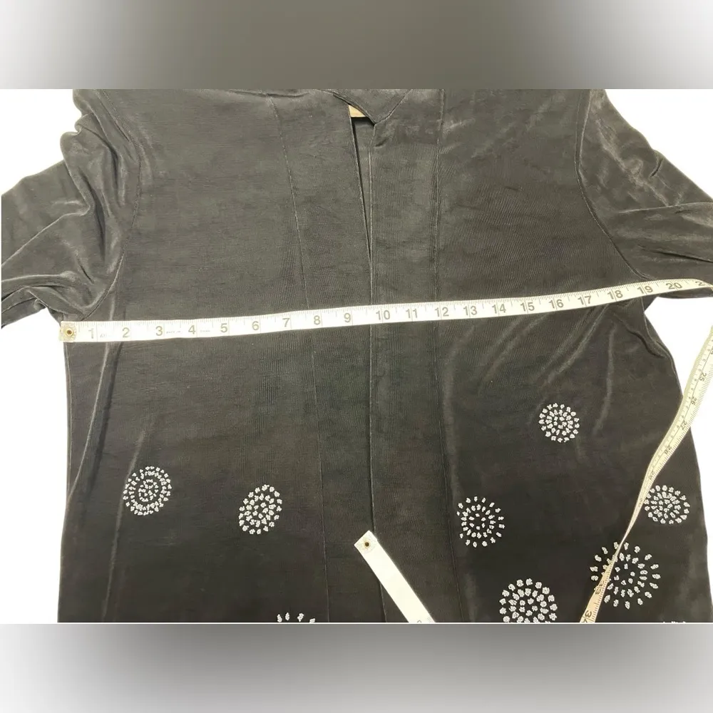 Piccadilly Fashion Open Front Beaded MockNeck Cardigan Black Womens Sz M Blue Size M - Image 11