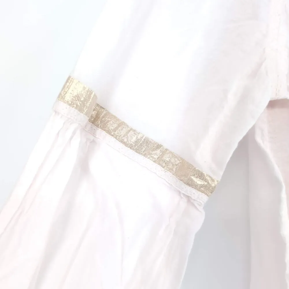 Free People Pink Shimmers And Stripe Slouchy Button Up Shirt Women's Size M -GUC - Image 6