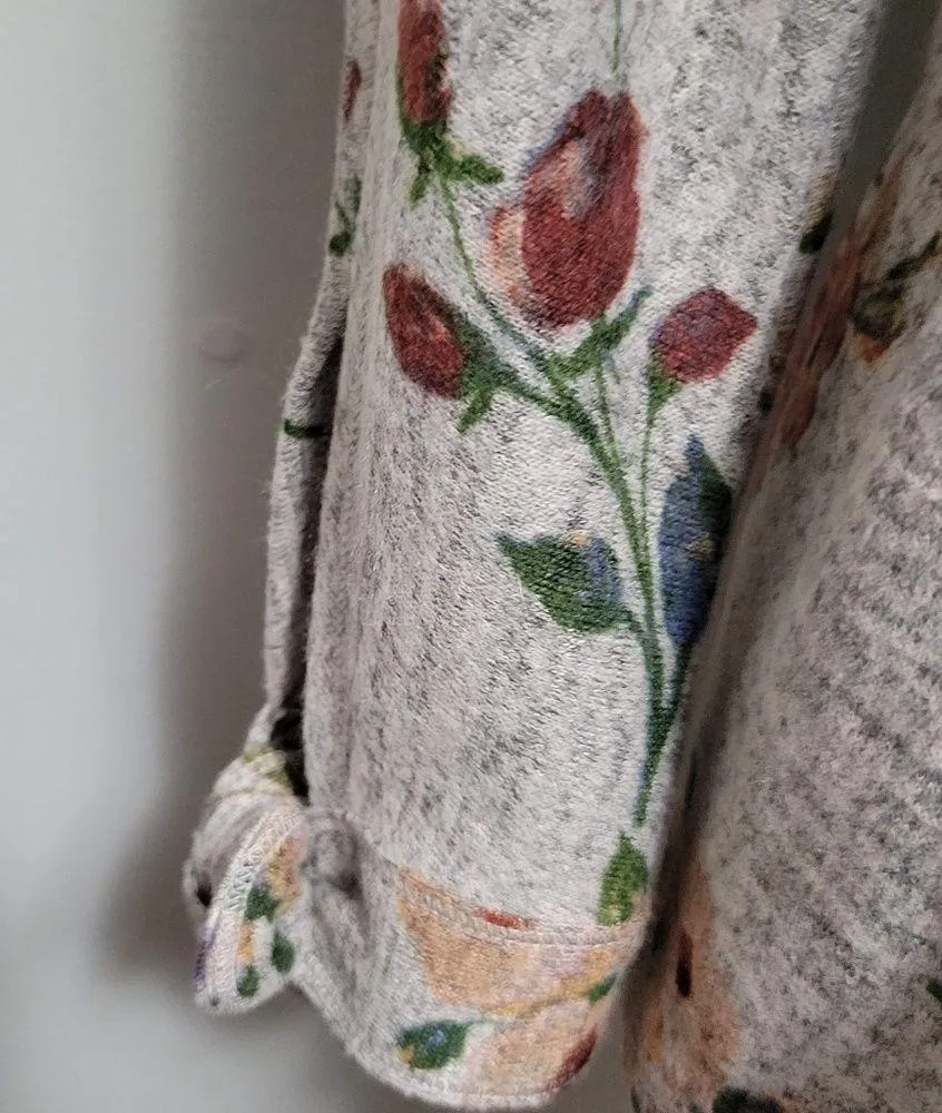 Alchemy Thread taupe floral hacci knit top size small - Image 3