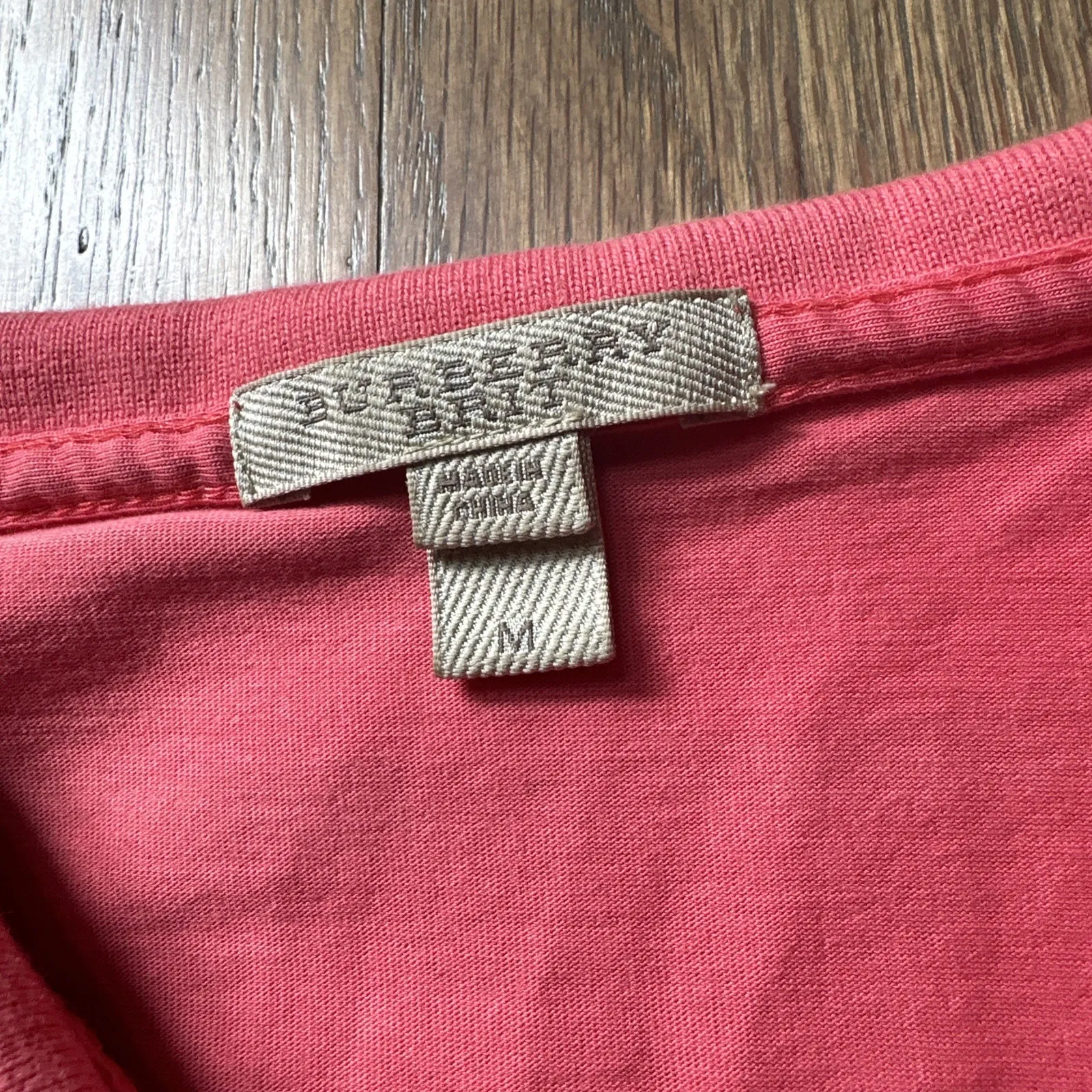 Burberry Brit Polo Shirt Salmon Pink Short Sleeve Nova Check Trim Women's SZ M - Image 3