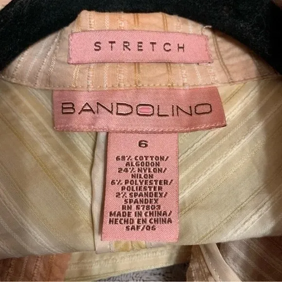 Y2K Bandalino Striped Blazer Jacket‎ Womens 6 Pink Pastel Career Stretch Fitted - Image 3