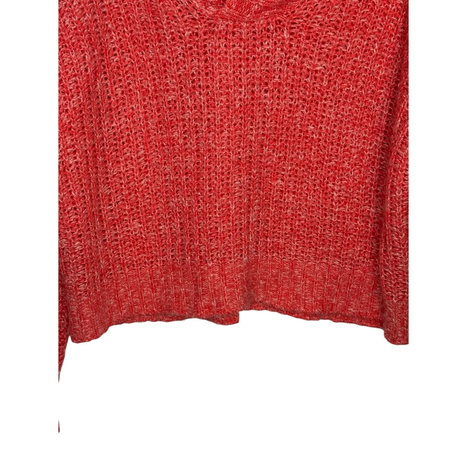 Anthropologie Honore Wool Blend Coral V Neck Chunky Knit Cropped Sweater Size M - Image 10