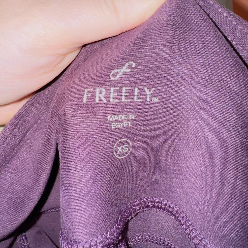 Freely Maroon Burgundy High Waisted Side Pocket Athletic Ankle Leggings size XS Purple - Image 5