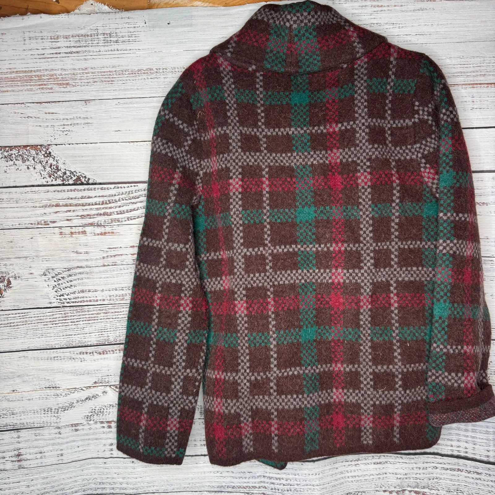 Soft Surroundings Wool Alpaca Blend Plaid Toggle Coat Jacket Med - Image 4