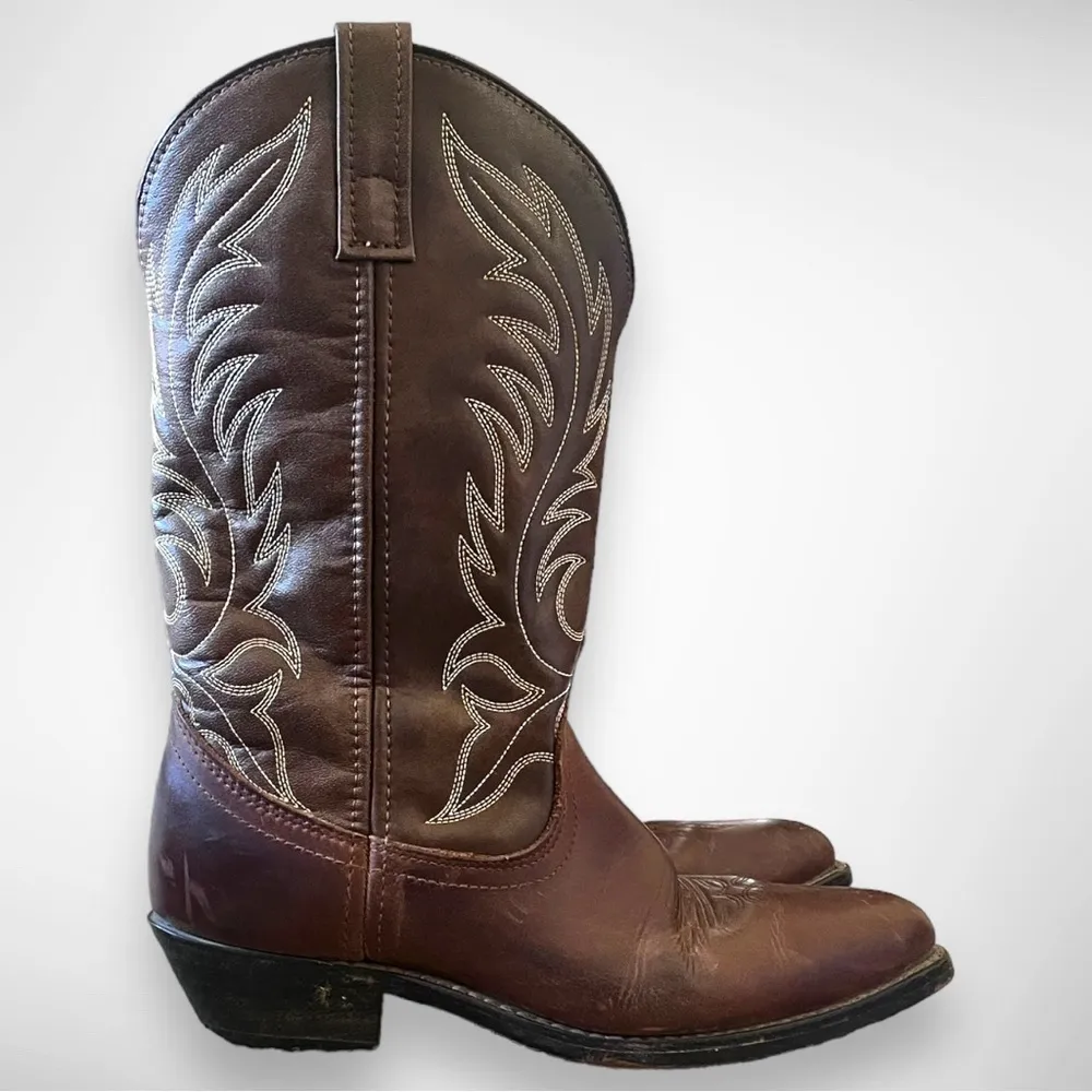 LAREDO Women's Brown Leather Western Boots With Heel Size‎ 7.5 | EUC - Image 5