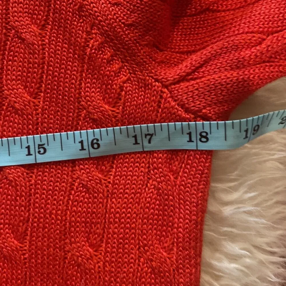 Lauren Ralph Lauren Cable Knit Crew Neck Long Sleeve Sweater Red Stretchy Sz M Size M - Image 12