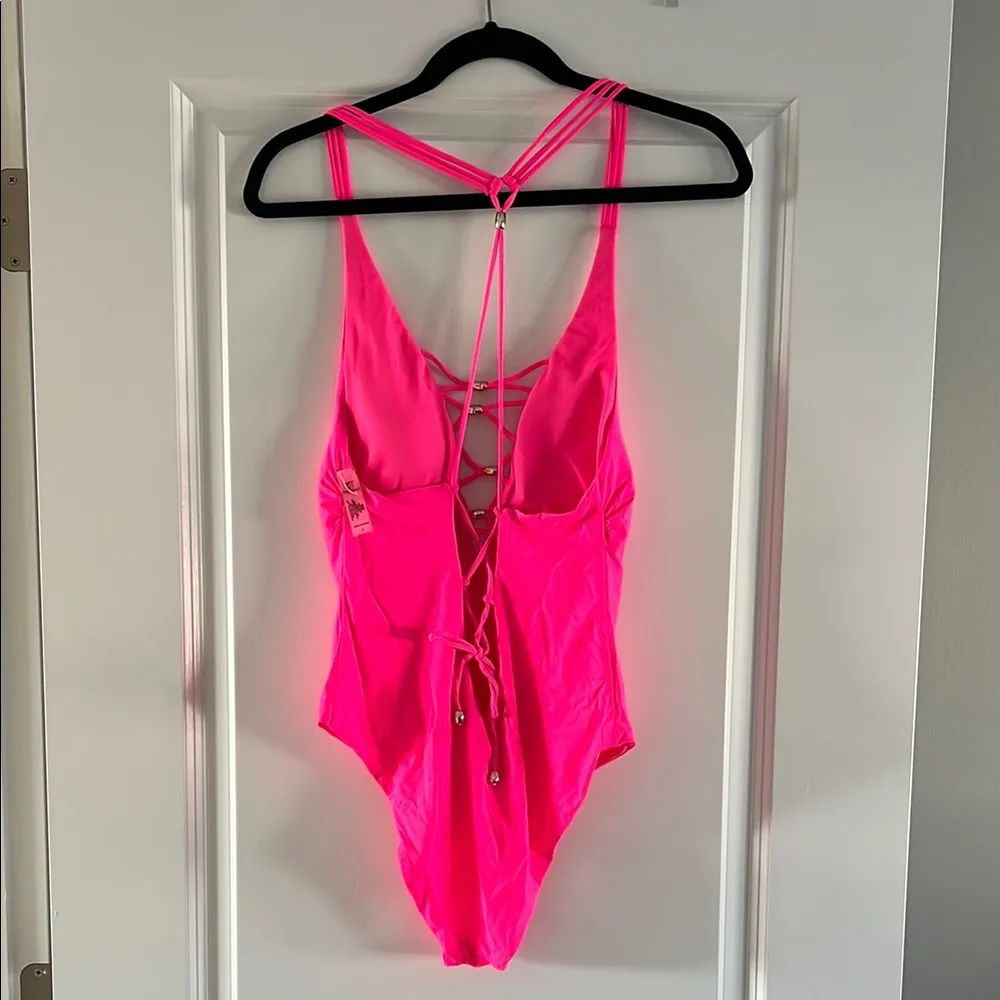 Neon Pink Adult Women’s One Piece Swimsuit - Image 3