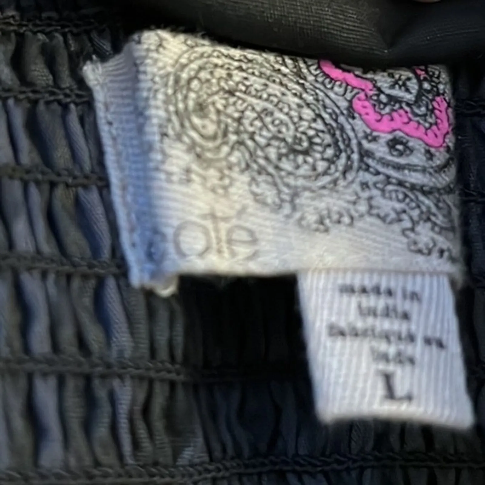 Ecote Dress Women Large Blue Black Geometric Print Strapless Mini Neutral Casual - Image 5