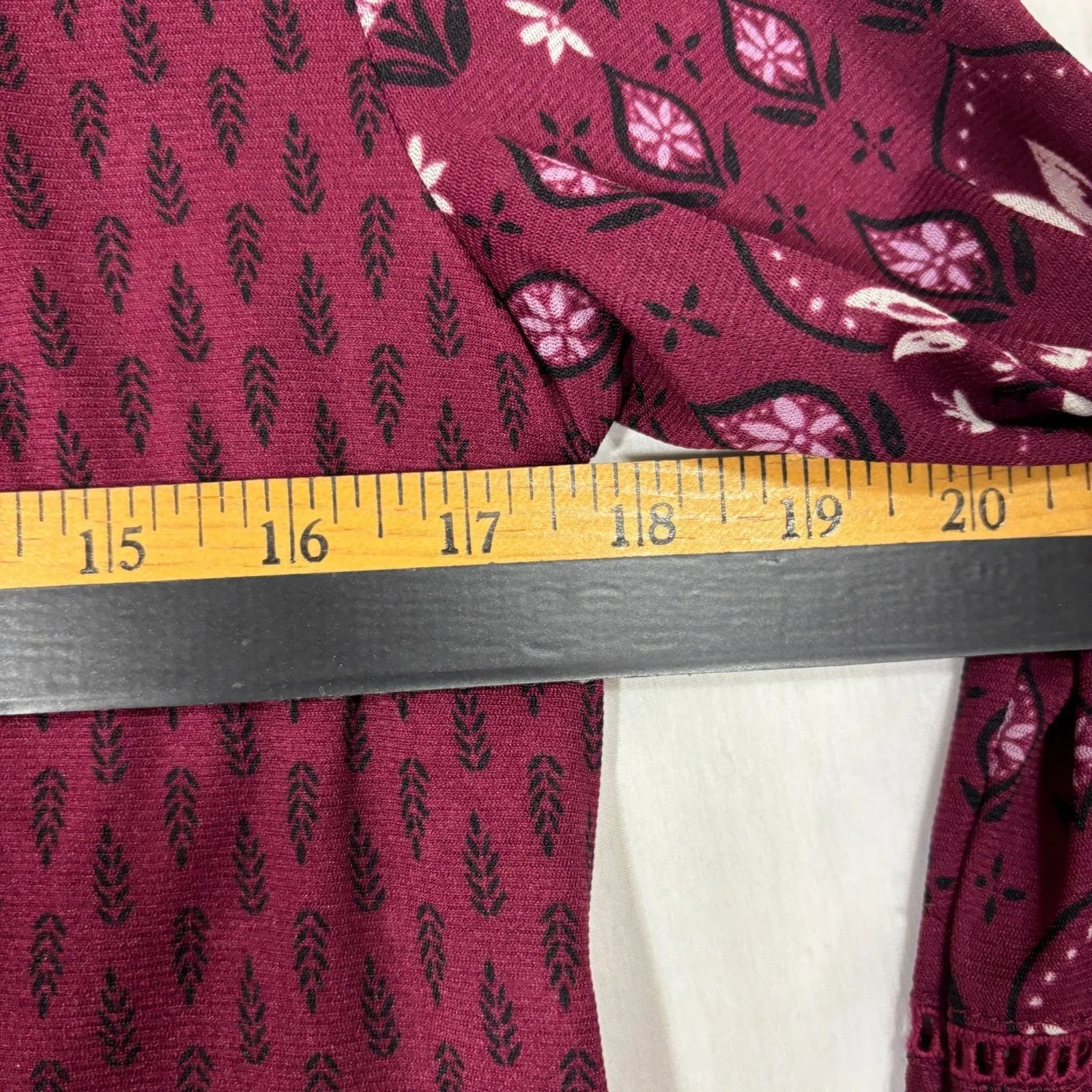 Style & Co Top Womens Petite M Burgundy Boho Retro Festival Folk Indie Feminine Pink Size undefined - Image 7