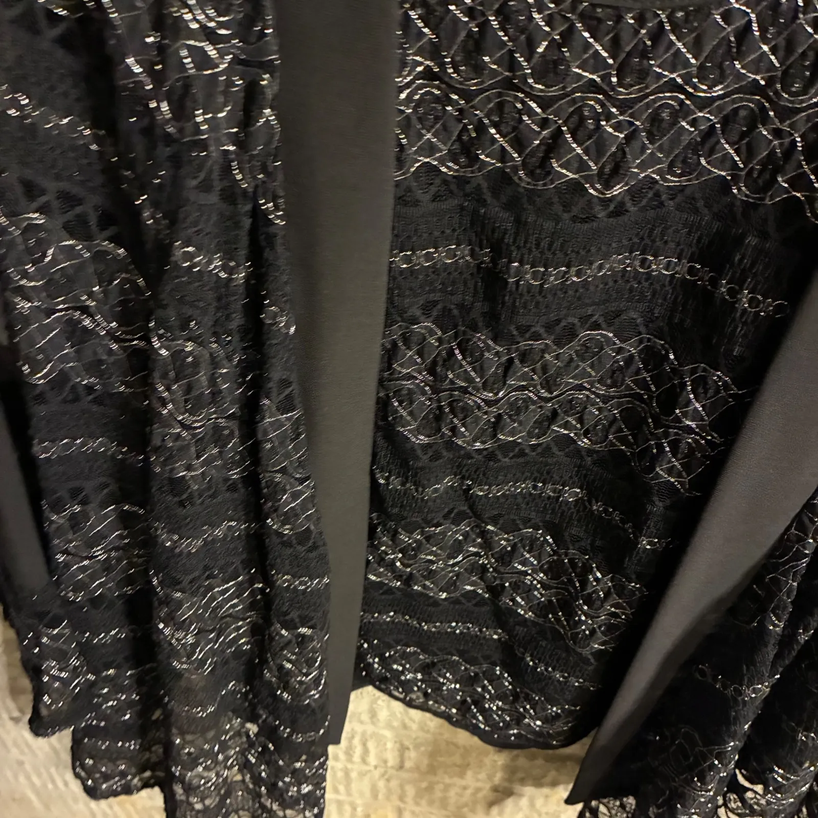 Dress Barn Black Lace Glitter Overlay Cardigan and Tank Top Set Plus Size 1X - Image 3