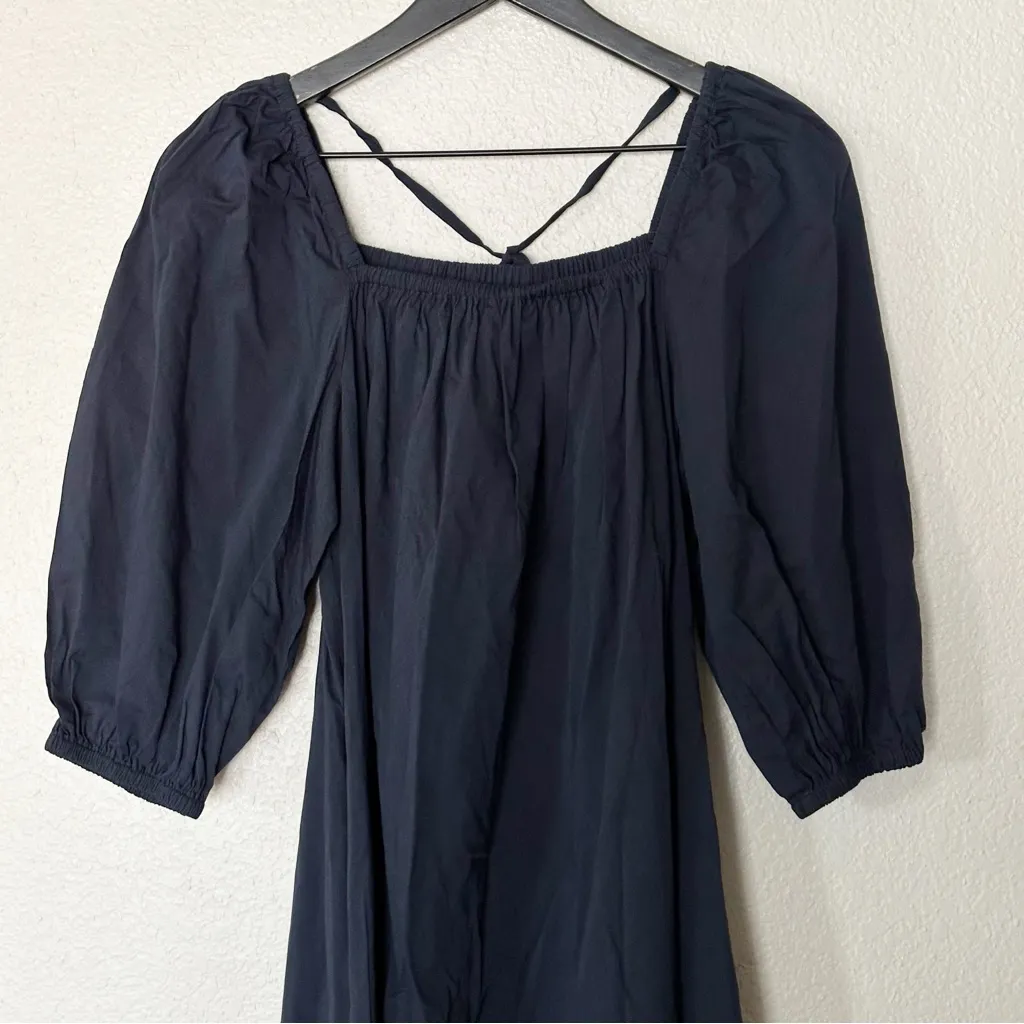 Madewell Mini Dress Womens Square-Neck Puff-Sleeve‎ Navy Blue Size 00 NEW - Image 5