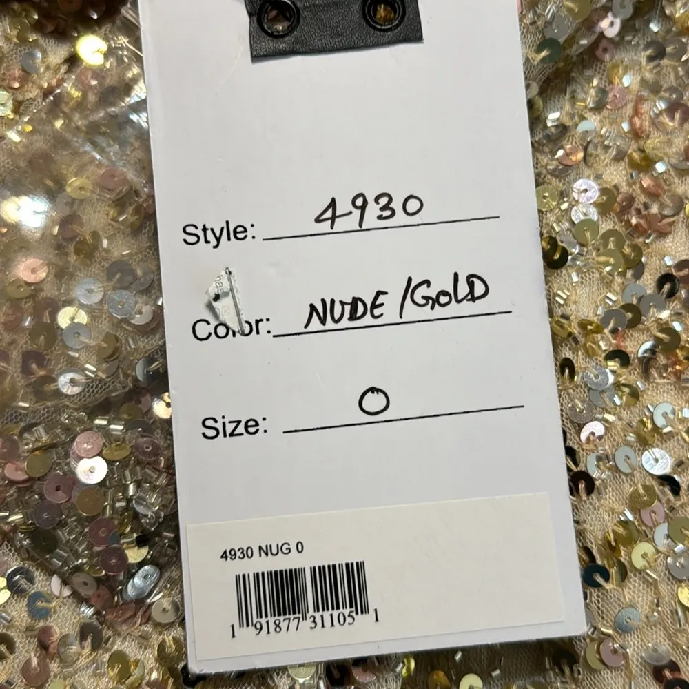 Mac Duggal Sequined Plunging V-Neck Sheath Dress 4930L Nude/Gold size 0 - Image 14