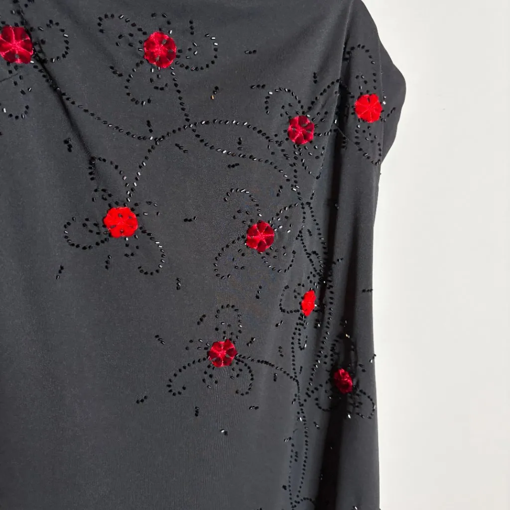 Y2K Goth Whimsigoth Vtg black beaded flower formal dress - Image 2