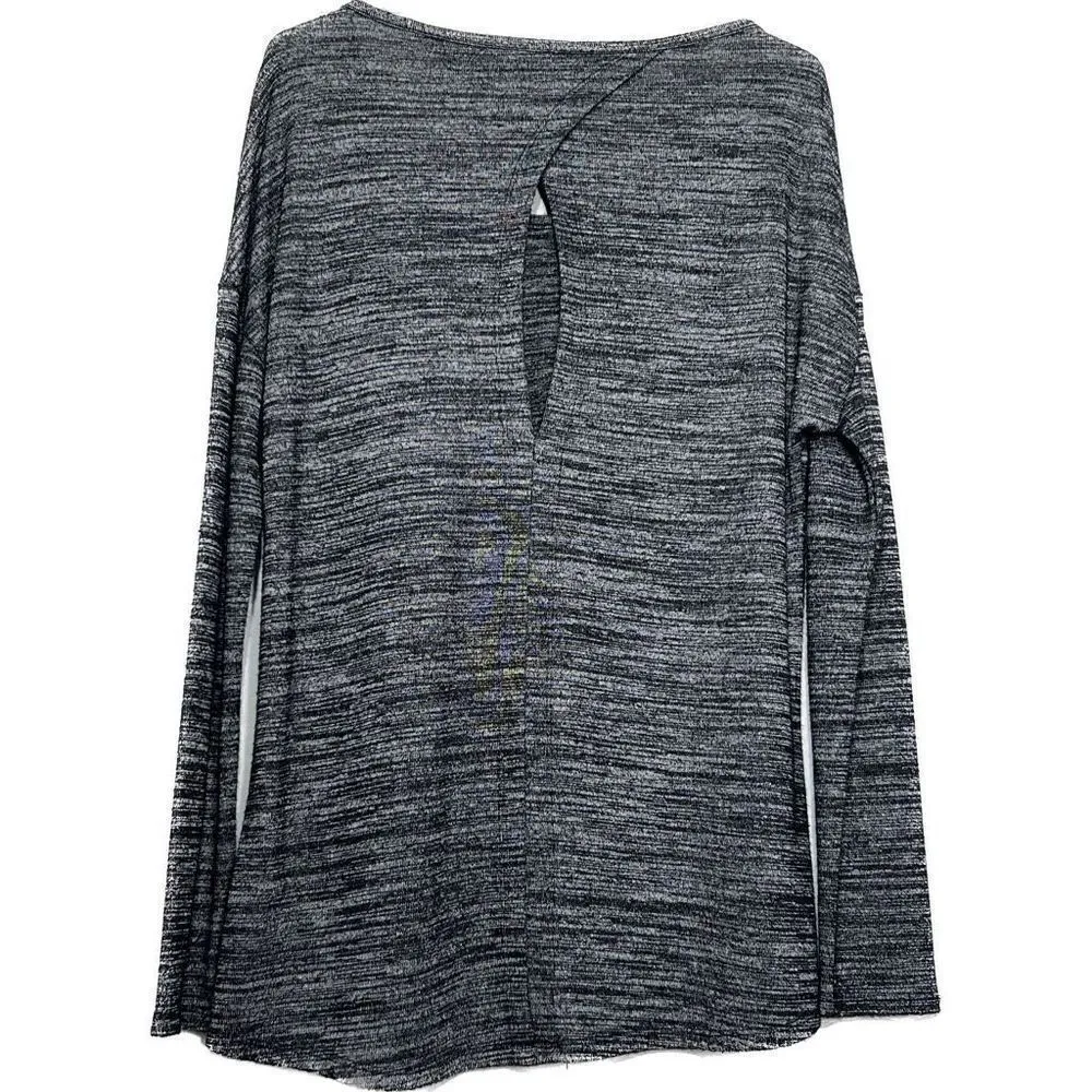 Jo‎ & Co Womens Farile Sweater Drape Back High Low Long Sleeve Scoop Neck Gray L Gray Size L - Image 2