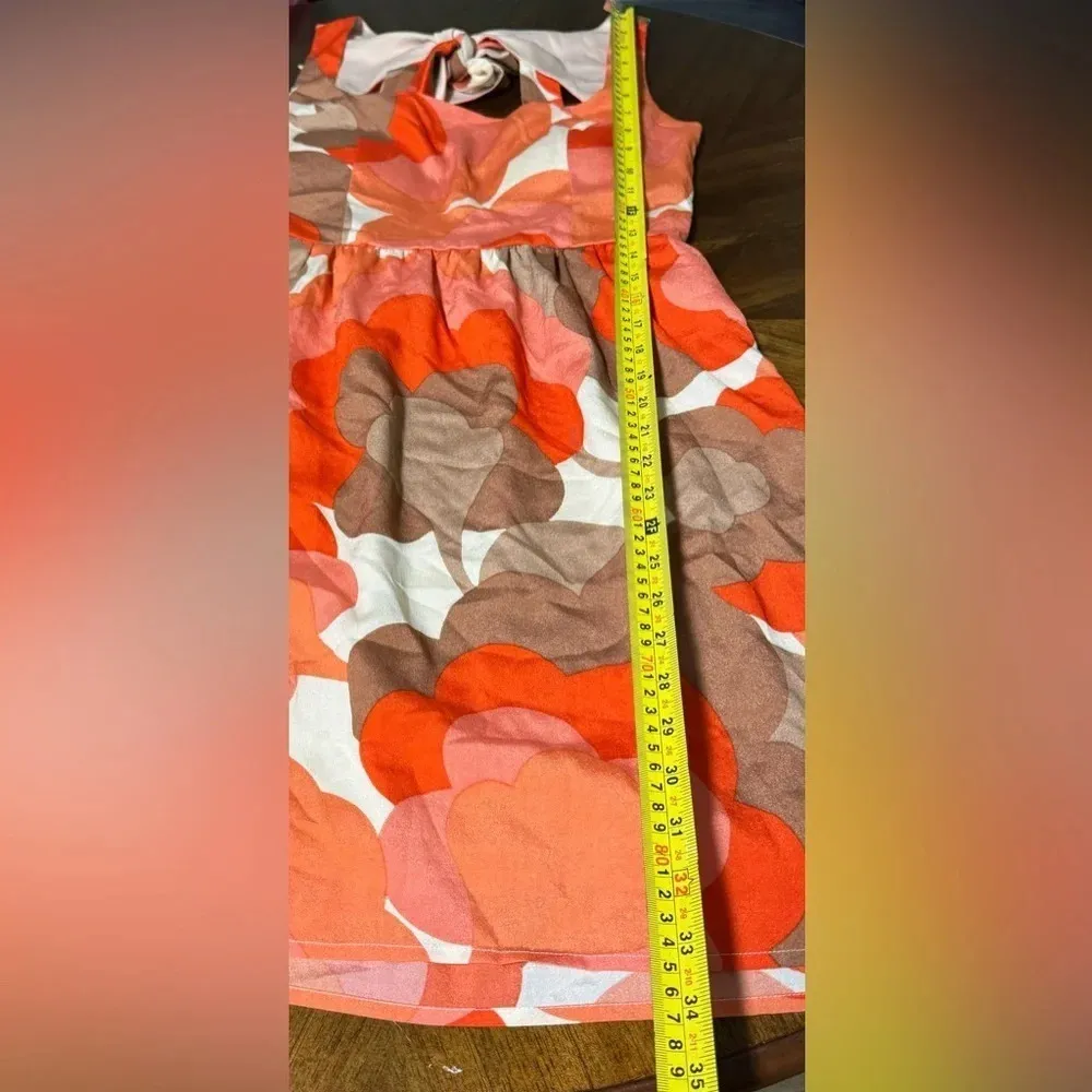 Judith March Fit n Flare Dress Back Tie Floral Babydoll Mod 70s 60s Size Small - Image 5