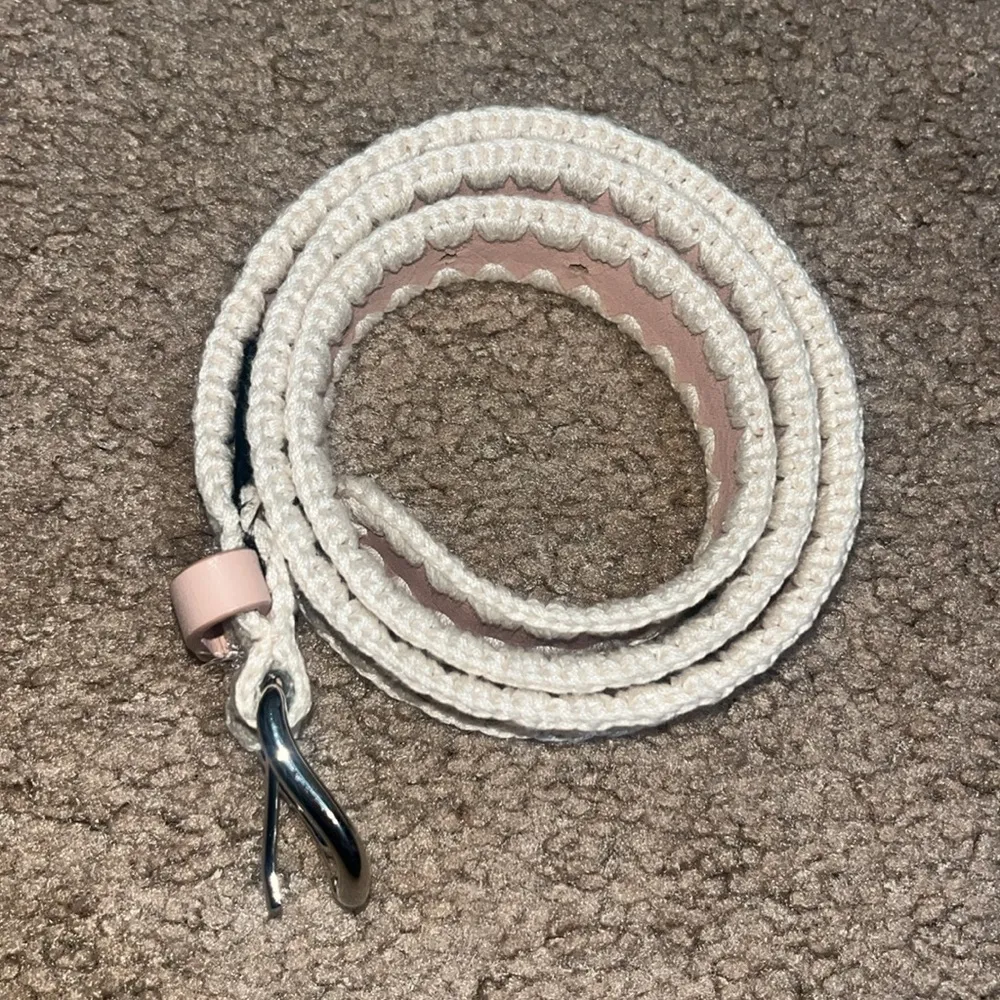 Rachel Comey‎ Thin Crochet Estate Belt Leather Silver Blush XS - Image 6