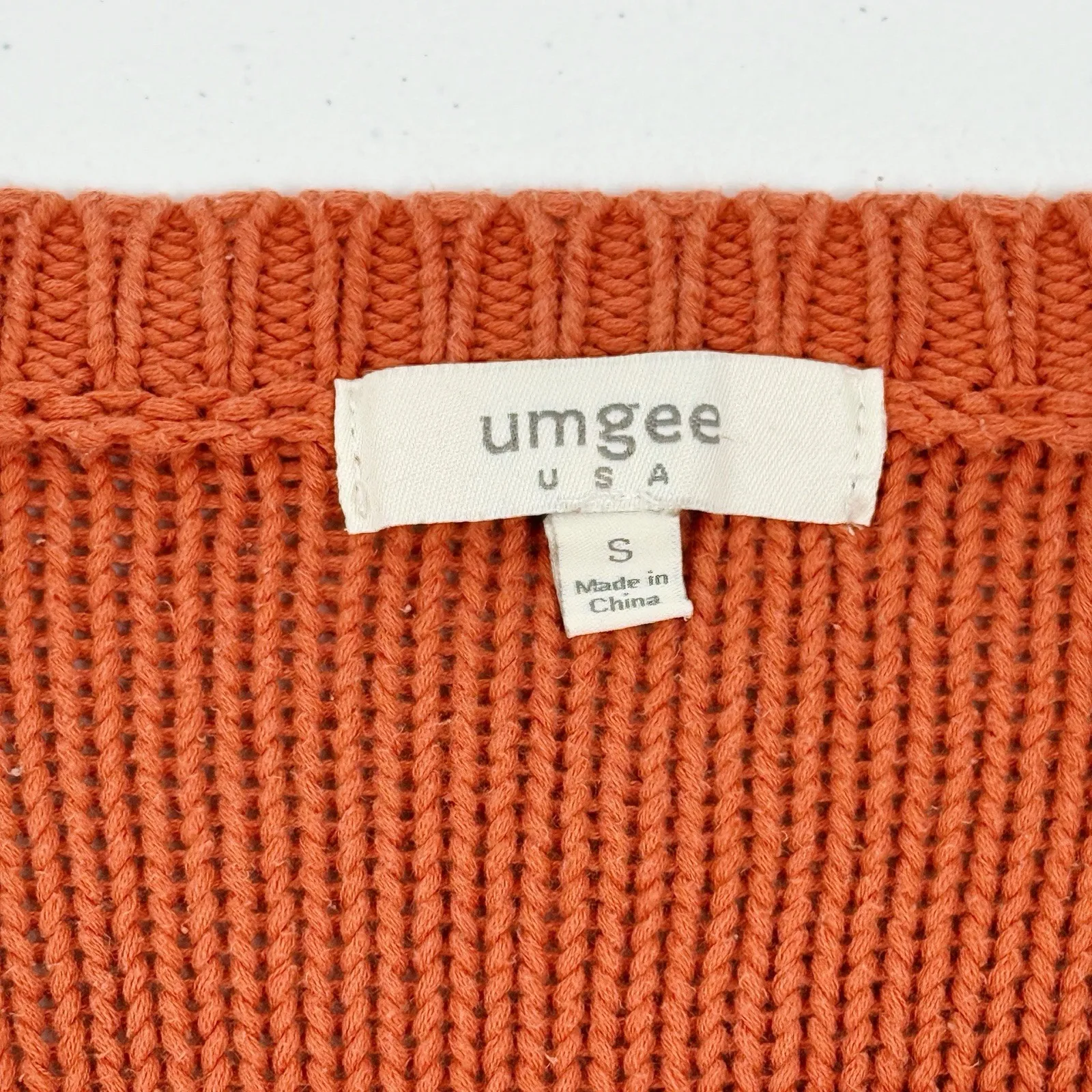 Umgee USA Women's Small Burnt Orange Cable Knit Pullover Sweater Long Sleeve Size 4 - Image 4