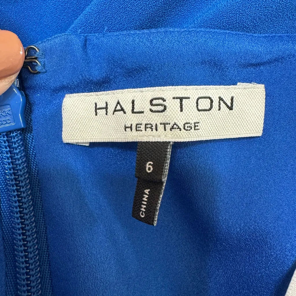 Halston Heritage Lapis Blue Strapless Maxi Gown Dress with Slit size 6 $375 - Image 6