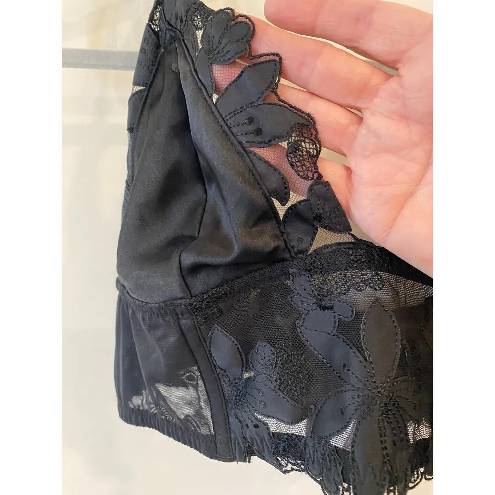 Victorias Secret Luxe Lingerie Long Line Floral Embroidered Bralette Black Large - Image 6