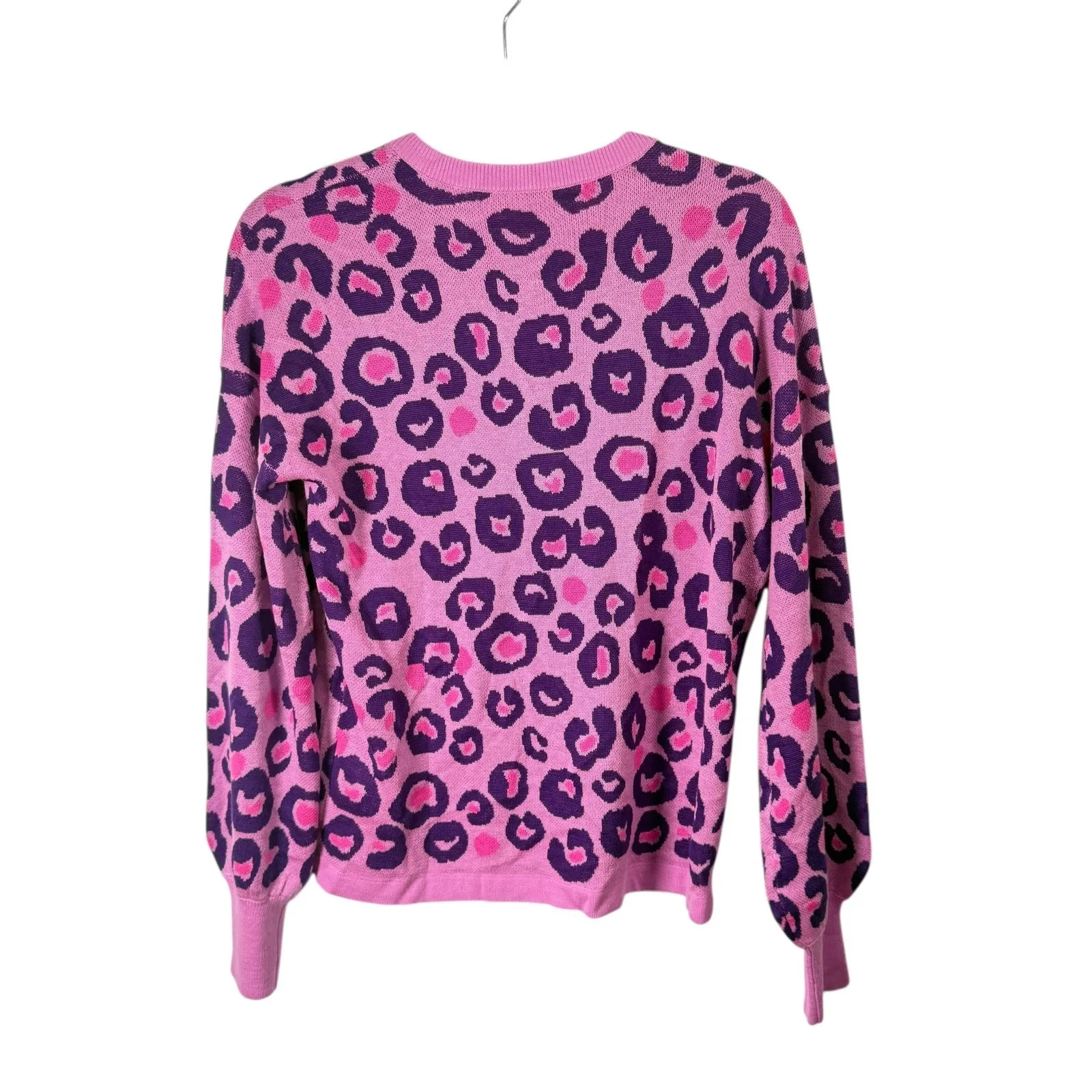 Lilly Pulitzer Don't Be a Cheetah V-Neck Jasmina Sweater Purple Preppy Womens Md - Image 7