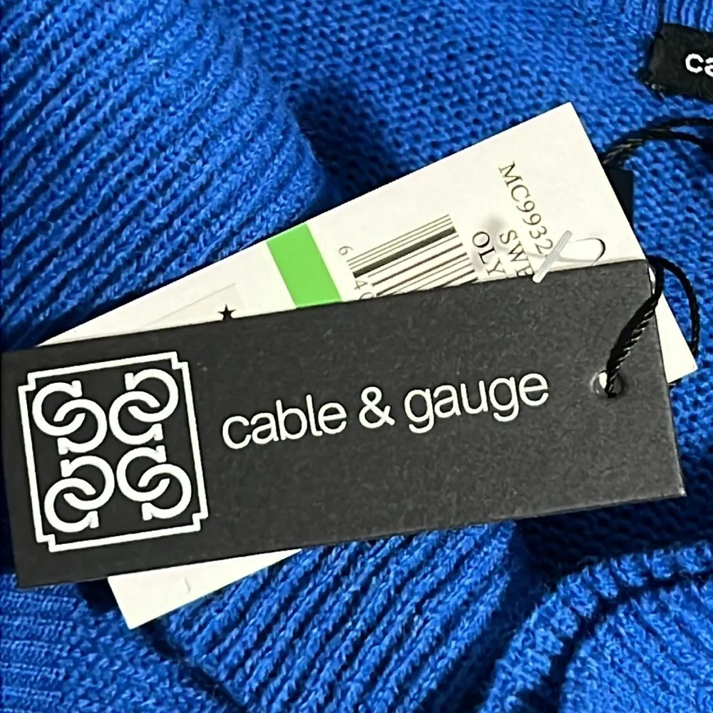 Cable & Guage large Olympian blue cardigan sweater long sleeve work casual flaw - Image 7