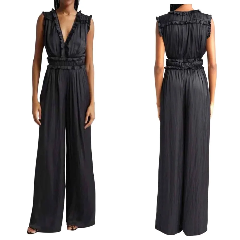 Ramy Brook Katelyn Ruffled Black Jumpsuit Size 00 Tall - Image 3