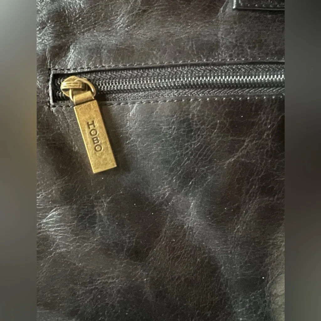 HOBO International Leather Fold Over Clutch Bow Accent Magnetic Close Black 11x5 - Image 4