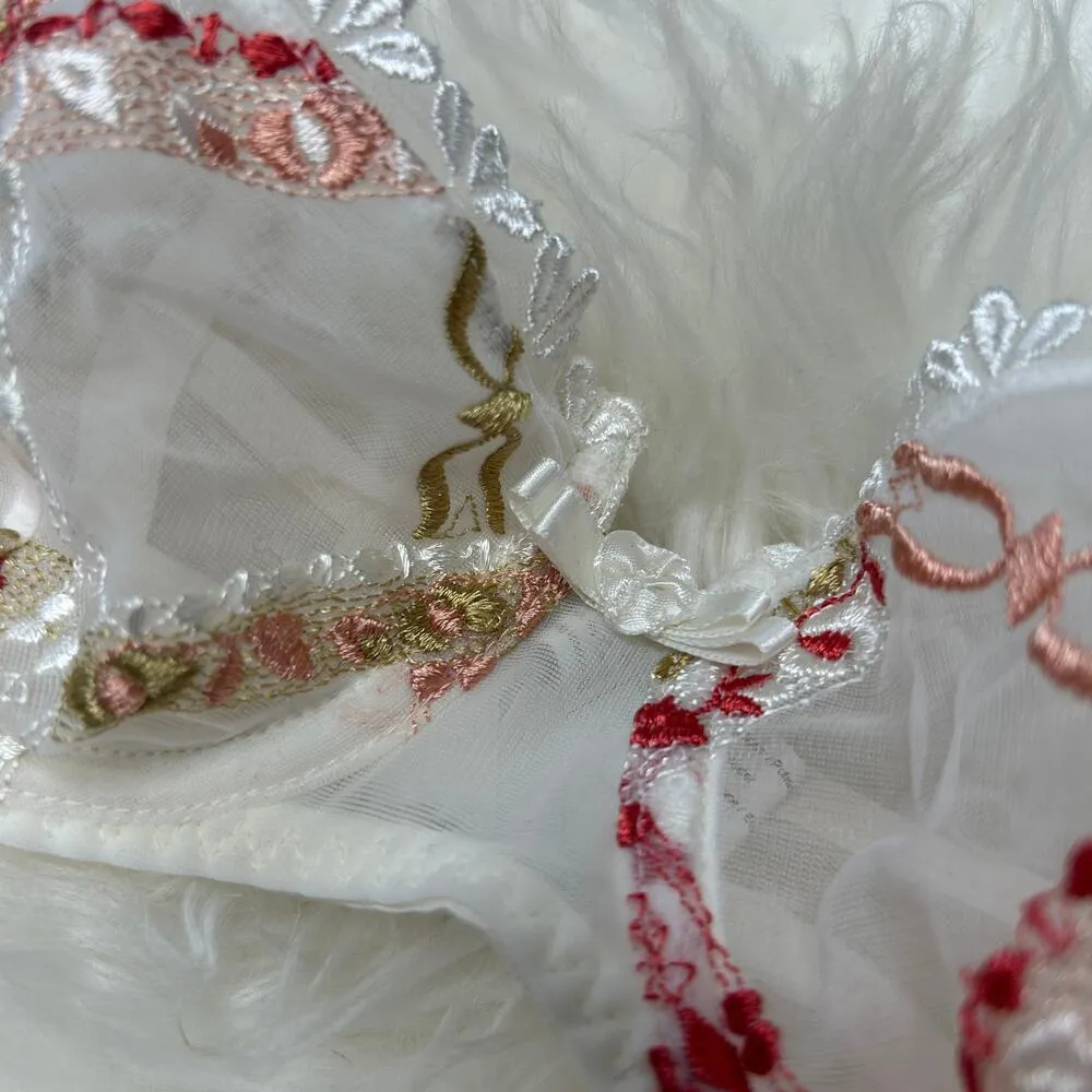 SIMONE PERELE LINGERIE Sheer Floral Embroidered Bra Size 32C Romantic Regency White - Image 2
