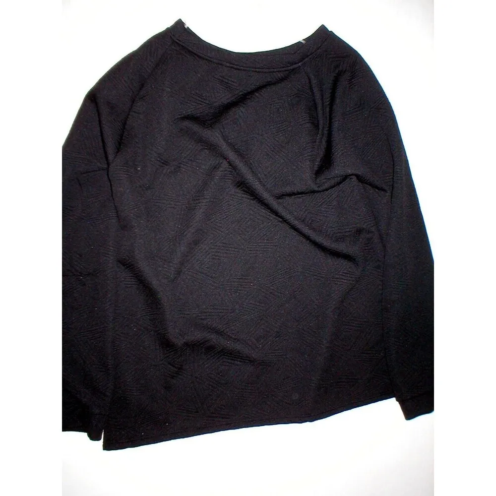 New Womens NWT $140 Sweatshirt Neiman Marcus Black L Top Large Triangles USA LS - Image 3