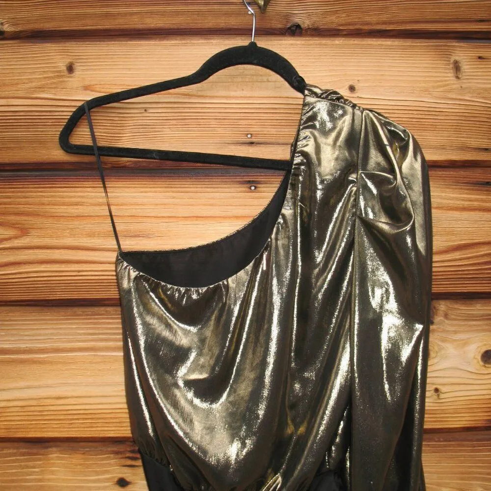 Misa One Shoulder Body Suit Gold Lame - Image 10