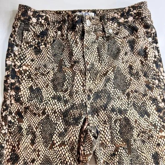 FREE PEOPLE High Rise Snakeskin Print Cropped Skinny‎ Jeans Size 29 - Image 4