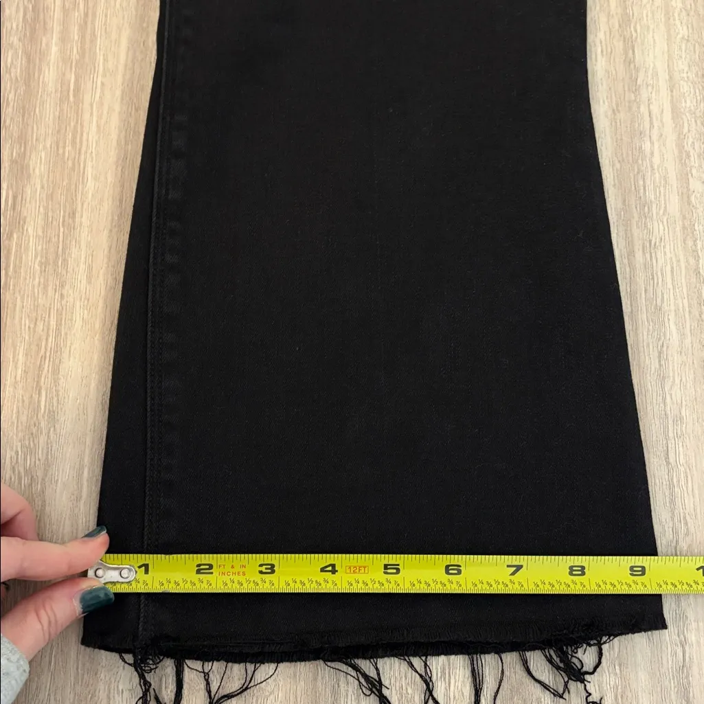 Spanx Cropped Flare Raw Hem Black Denim Jeans Size Large - Image 10