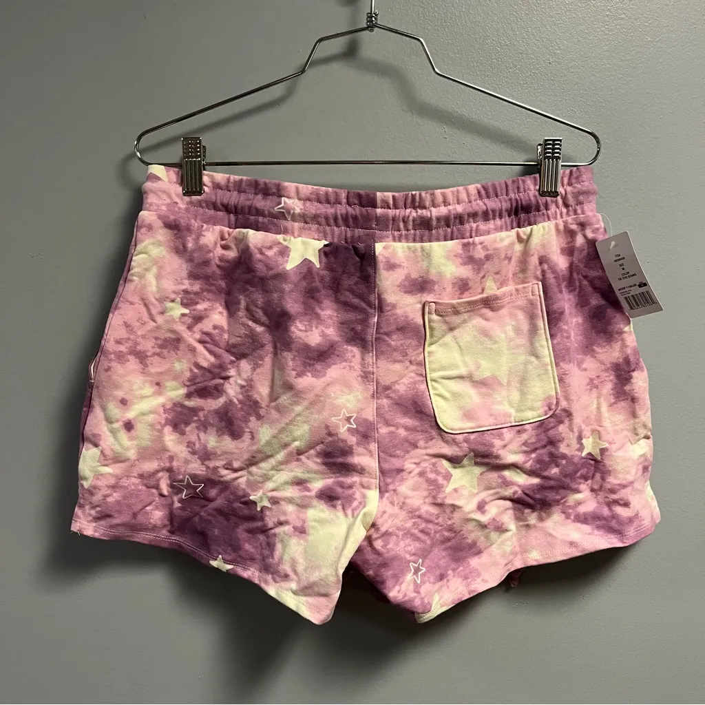 Wildfox Lounge Set Tie Dye Stars in Purple & White Sz M NWT Sweatshirt & Shorts - Image 13