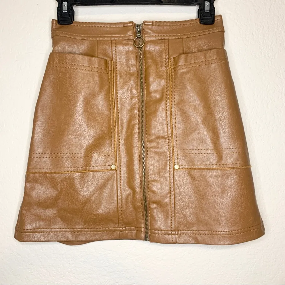 Anthropologie Pilcro and the Letterpress Faux Leather Zip Up Mini Skirt Size 0 - Image 5