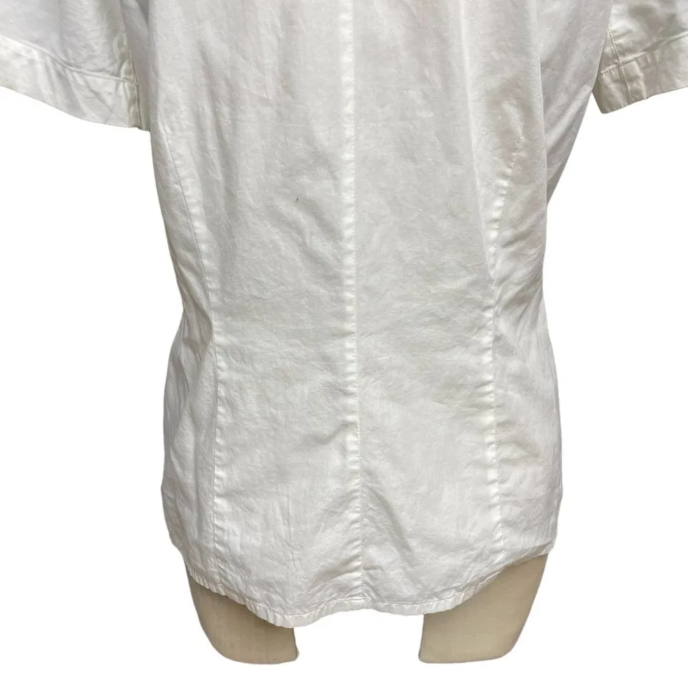 Laurèl Vintage Princess Embroidered Short Sleeve Button Shirt White Size 34 US S - Image 7