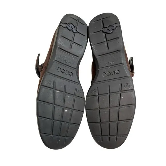 Ecco Nubuck‎ Suede Brown Leather Monk Strap Buckle Dark Brown Suede Women - Image 7