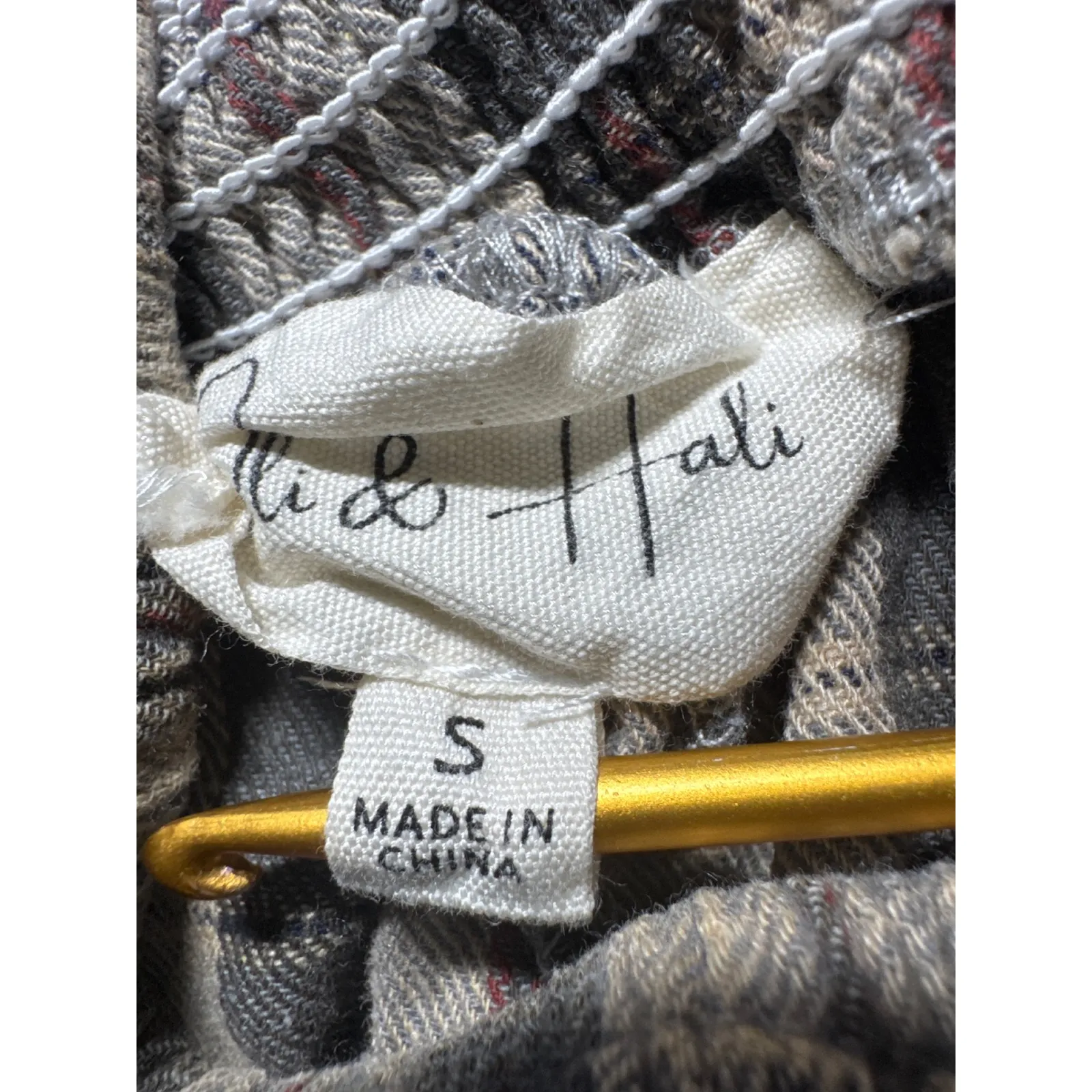 Oli & Hali Women's Plaid Distressed Button Up Shirt & Wide Leg Pants Set S Brown - Image 14