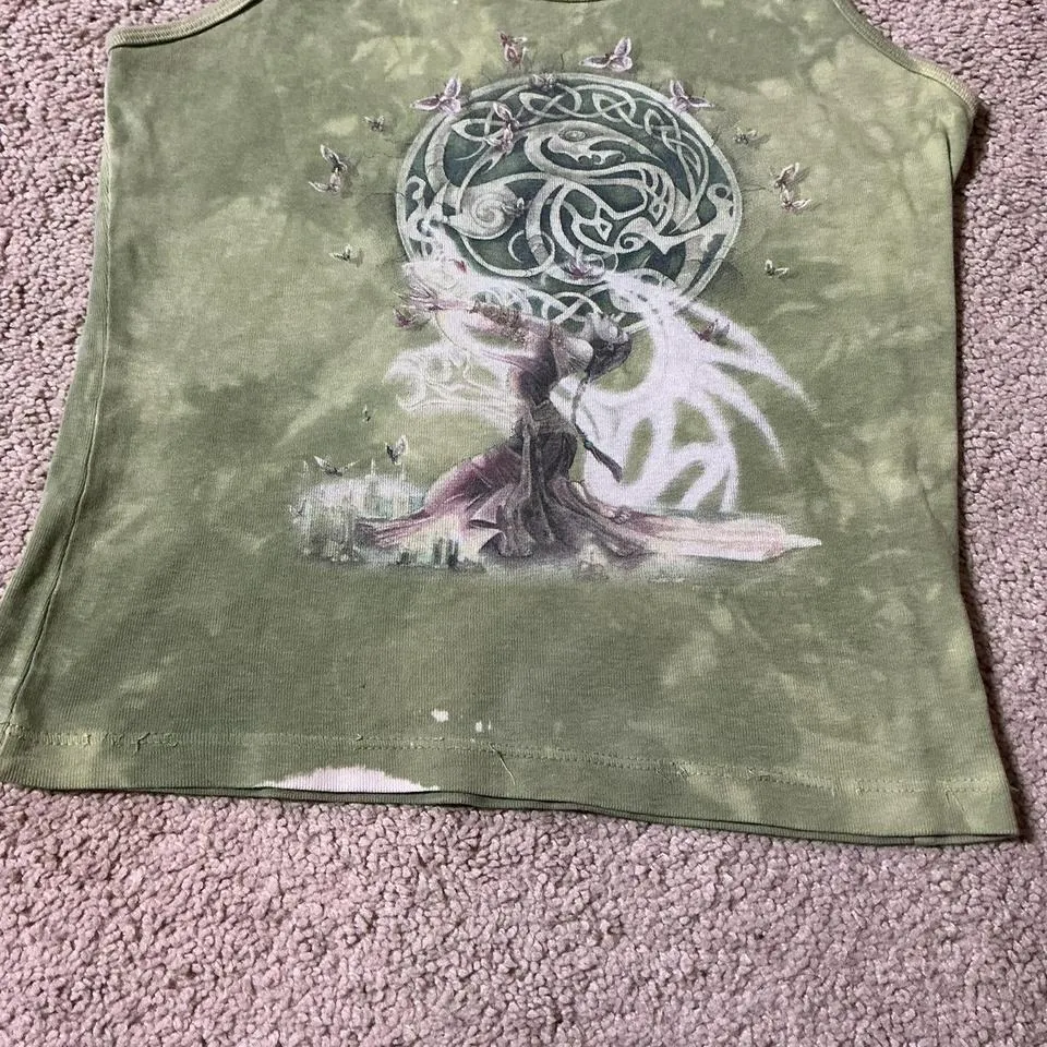Classic American Apparel Tie Dye Dragon Celtic Knot Tank Top Women's Whimsigoth - Image 3