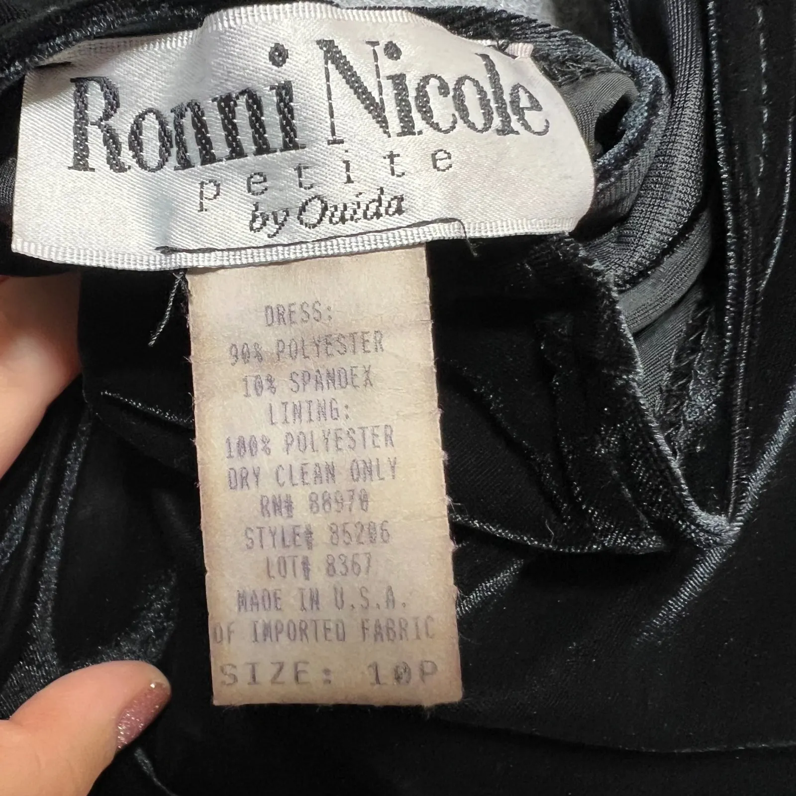 Vintage Ronni Nicole Velvet Maxi‎ Dress Sleeveless Formal Gown Petite Black 10P - Image 9