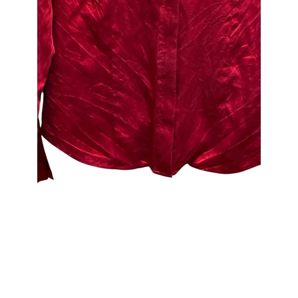Kate Hill Stretch Silk Blouse Red Size 16 Vintage - Image 5