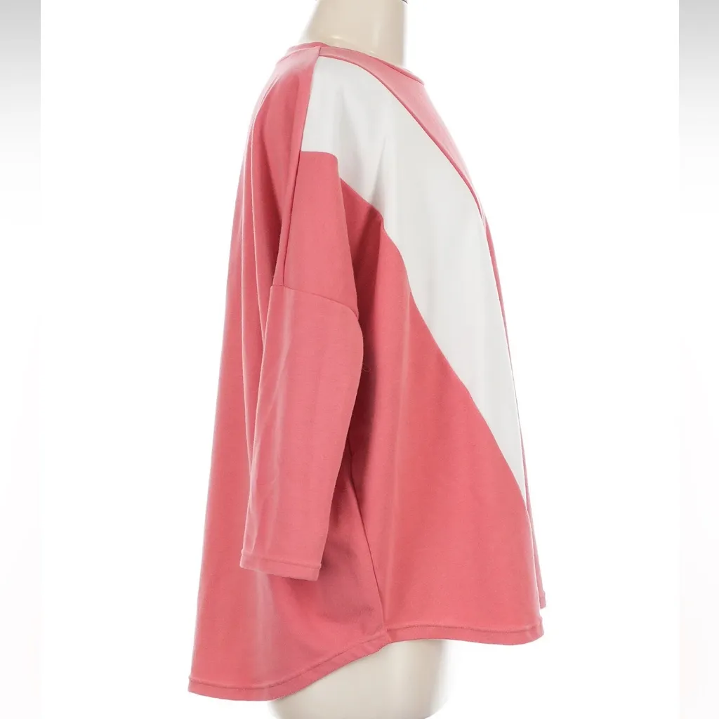 Tuckernuck Pink and White Asymmetrical Sweatshirt - Image 3