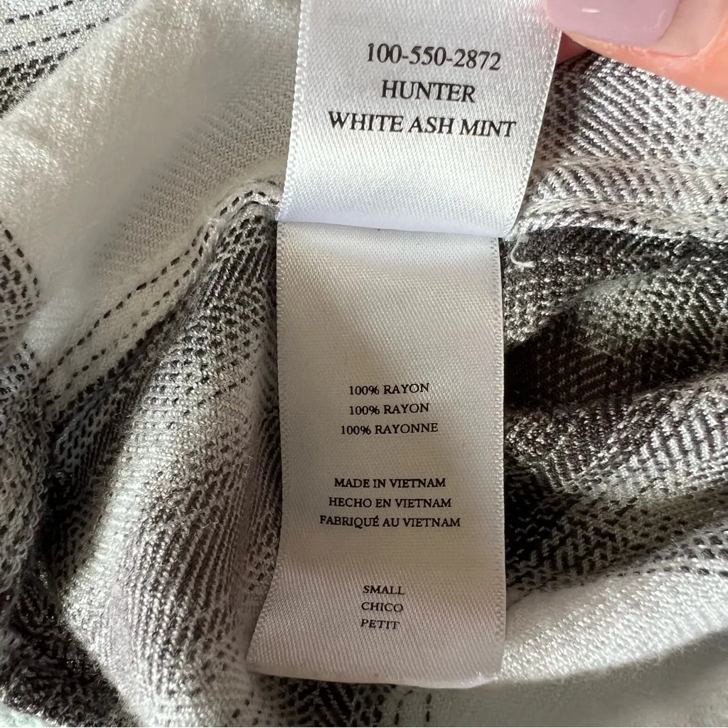 Rails Hunter Plaid Button Down Shirt Womens Small Gray White Top Western Boho - Image 6