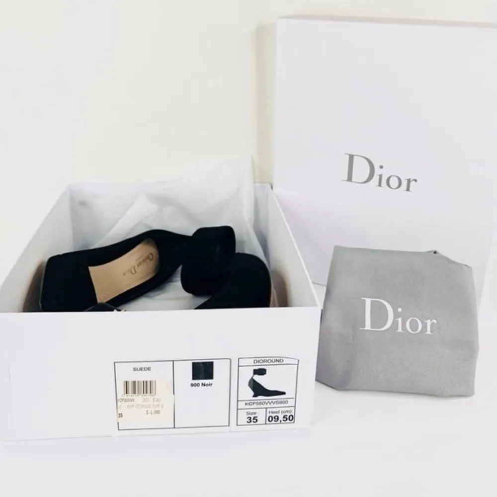 DIOR DIOROUND WEDGE SUEDE ANKLE STRAP PUMPS - Image 2