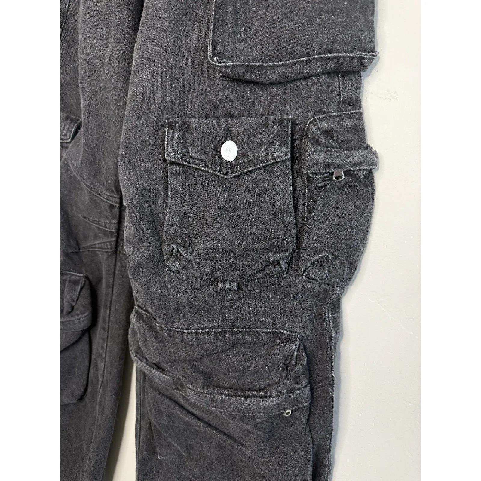 YoungLA Carryall Cargo Jeans Women's Size‎ S Vintage black gaggy barrel Y2K - Image 5