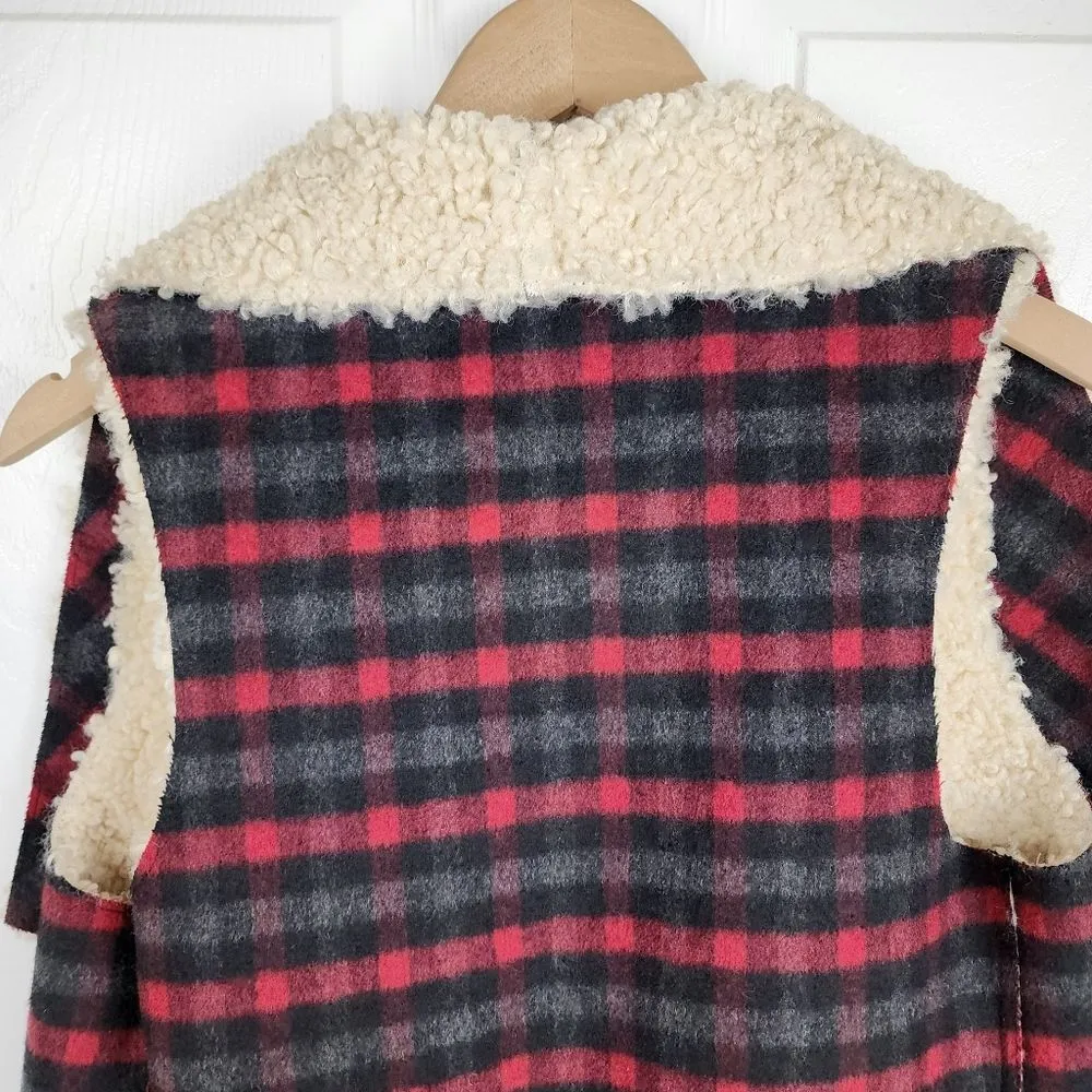 Ruyi Plaid Wool Blend Vest Fly Away Fall Winter Jacket Faux - Image 11