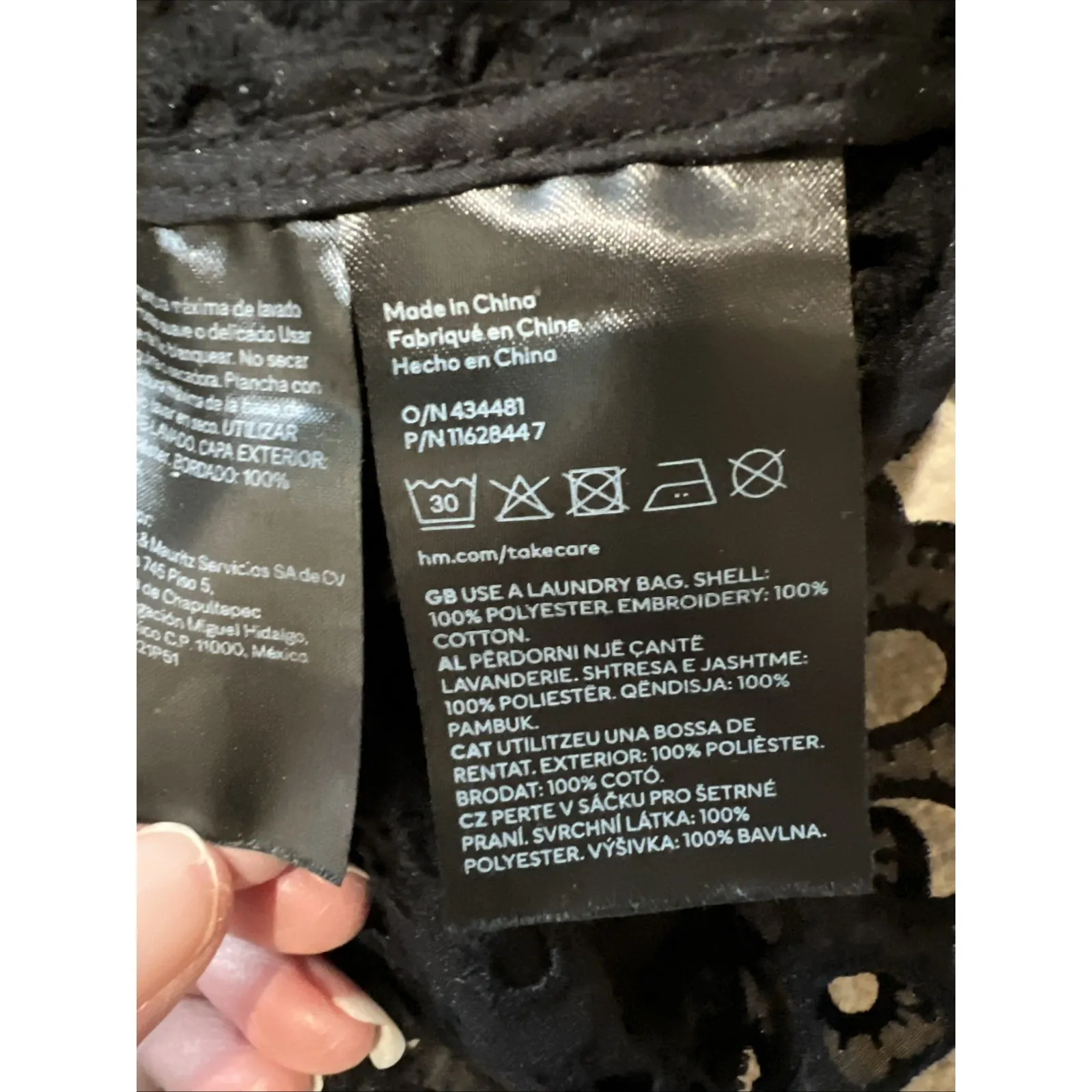 H&M Black Eyelet Tie Front Top Whimsigoth Dark Fairy Witchy Peasant Victorian - Image 8