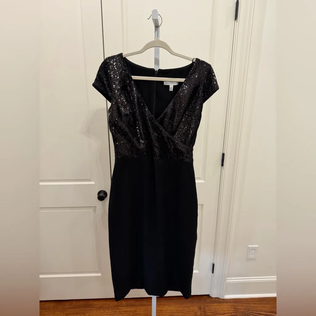 NWT Dress The Population Jaleah Black Sequin V-Neck Bodycon Midi Dress Size L - Image 6